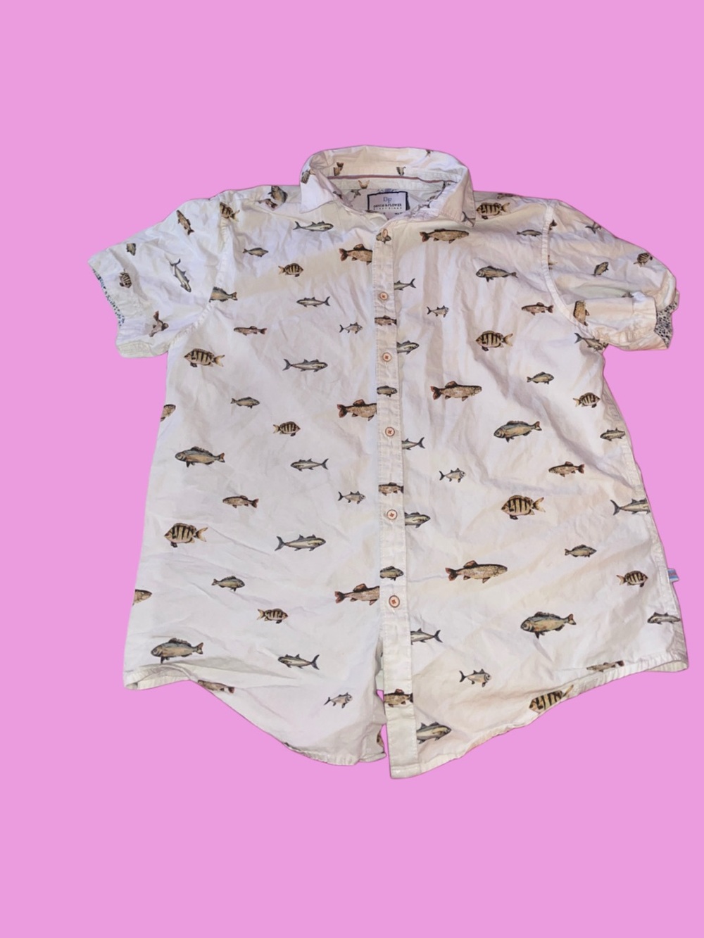 Fish Pattern Button Down Shirt